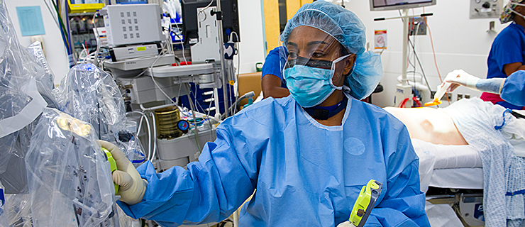 Surgery professional in scrubs in operating room